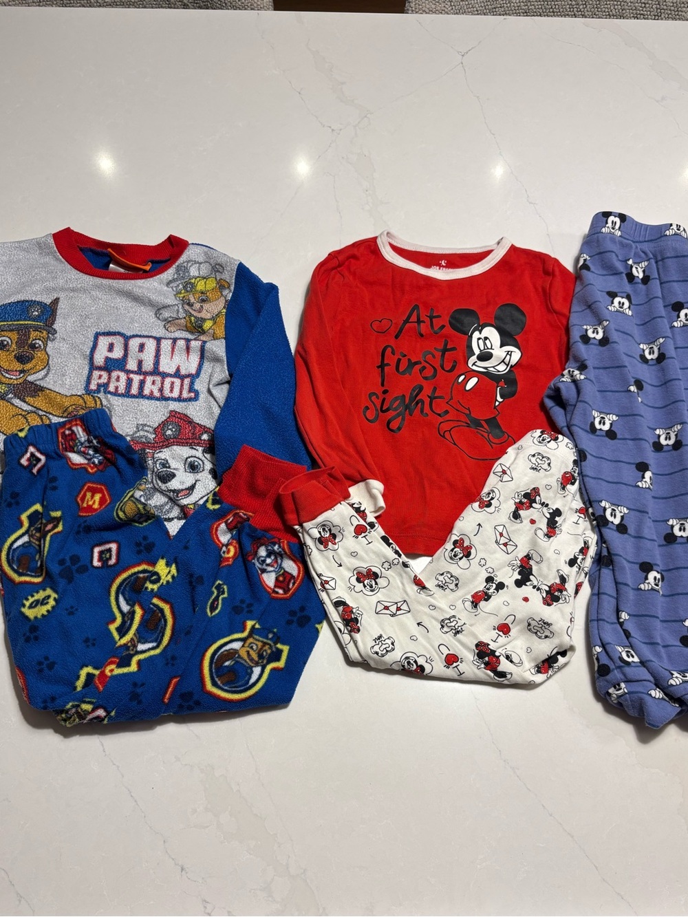 Paw Patrol Kids Pajama Set with Red Mickey Top and Blue Printed Pants